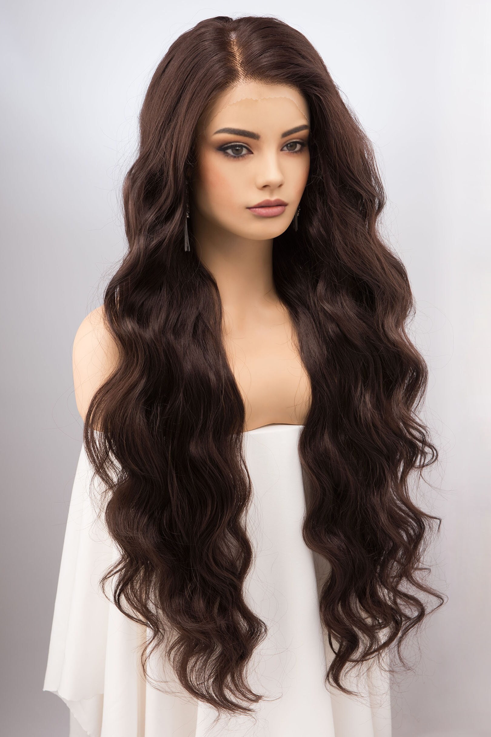 Brunette Dark Chocolate Wig  Lace Front Wig 13" X 6" Large Lace Top Wig Margaret