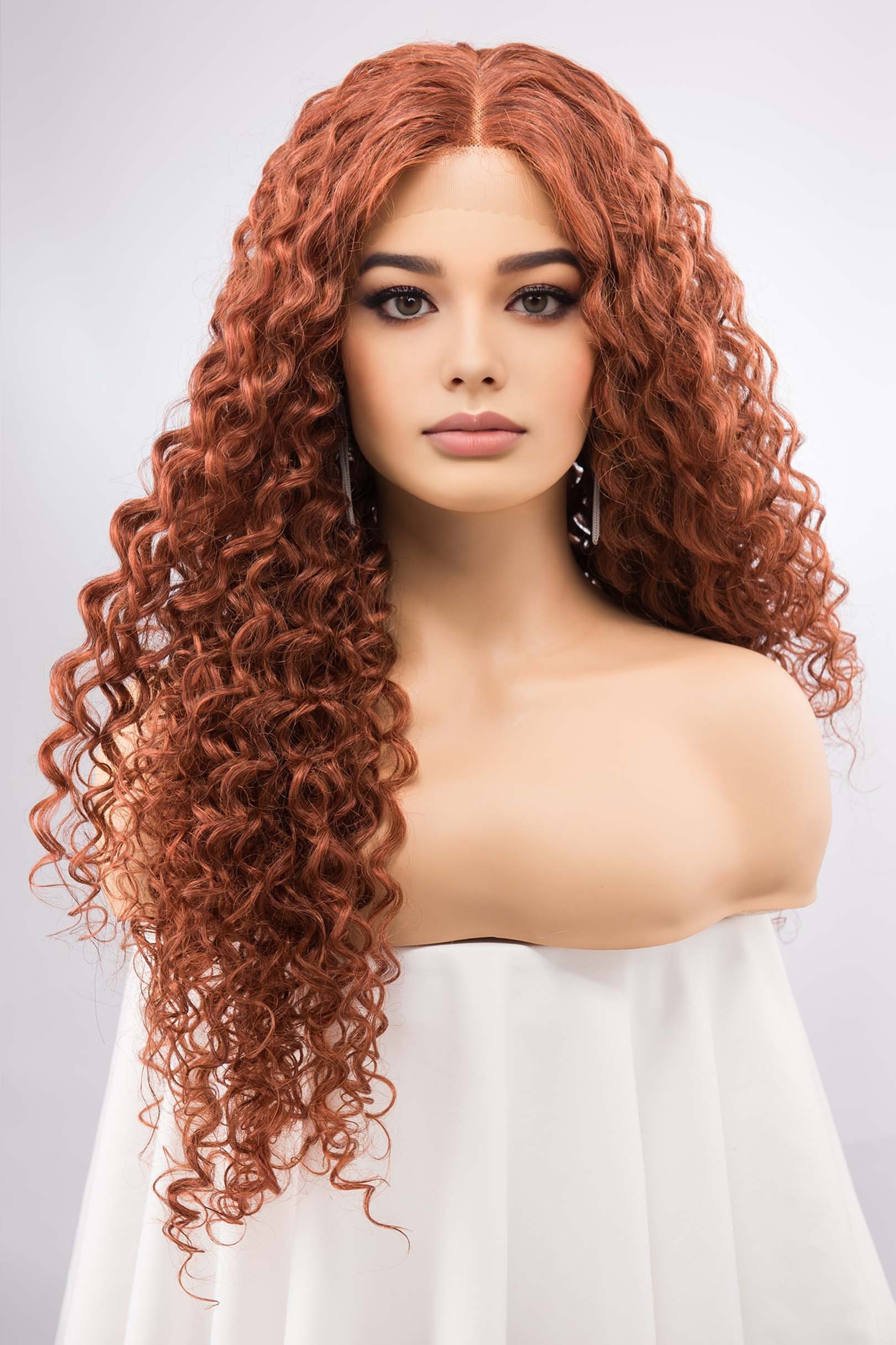 Wig Swisslace lacefront Romance Curl copper brown Warm Copper Brown feels soft and elegant, and it works  main image 2