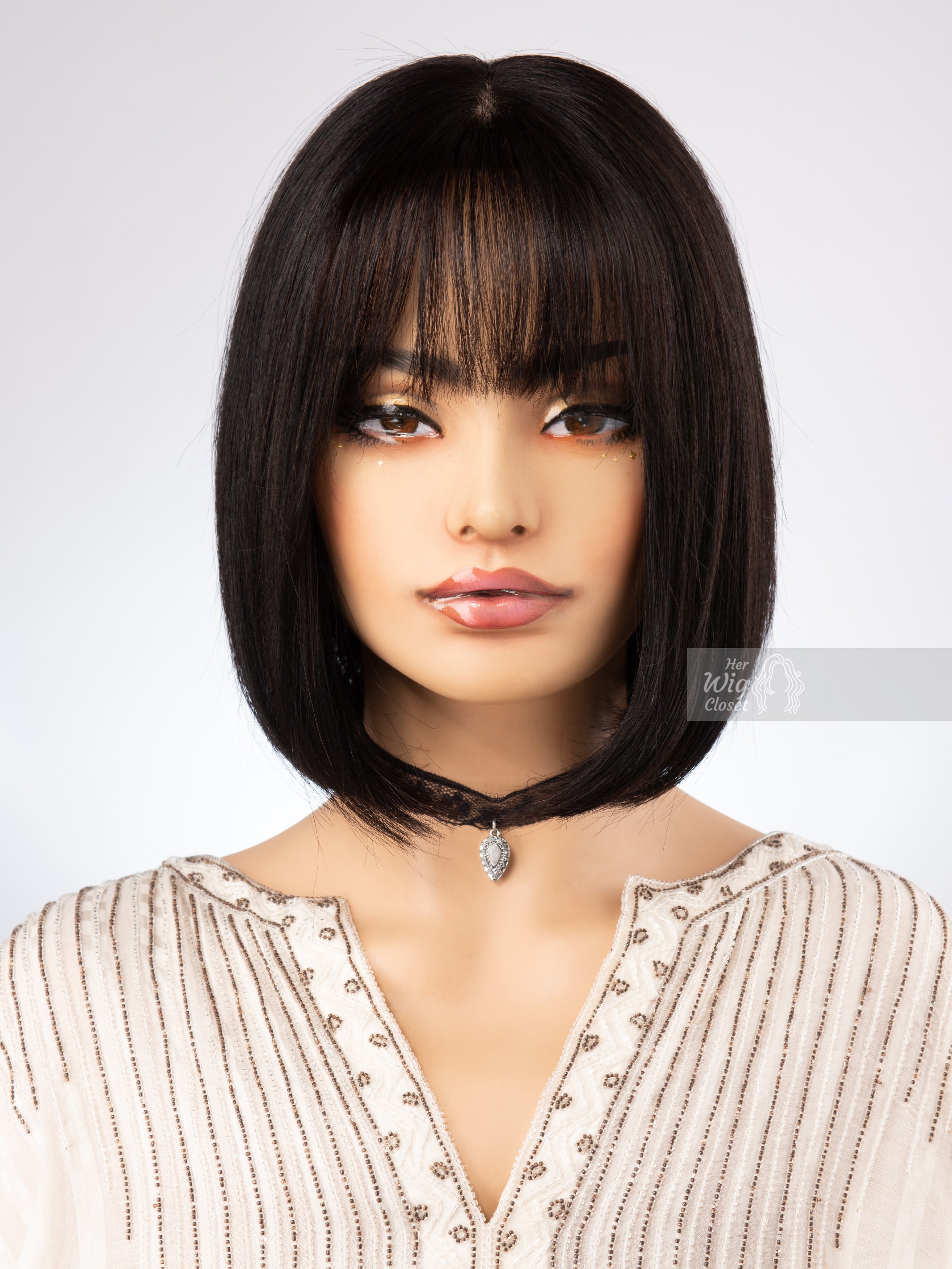 Prettyland corta caschetto BOB taglia frangia capelli veri Parrucca