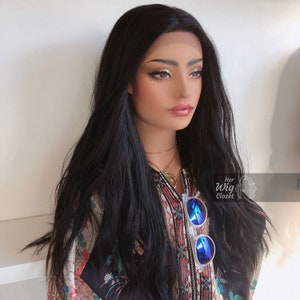 Jet Black Wig Black Lace Front Wig Long Wavy Lace Wig 24&quot; Yennefer Cosplay Wig Witcher Yennefer Wig Her Wig Closet Bailey