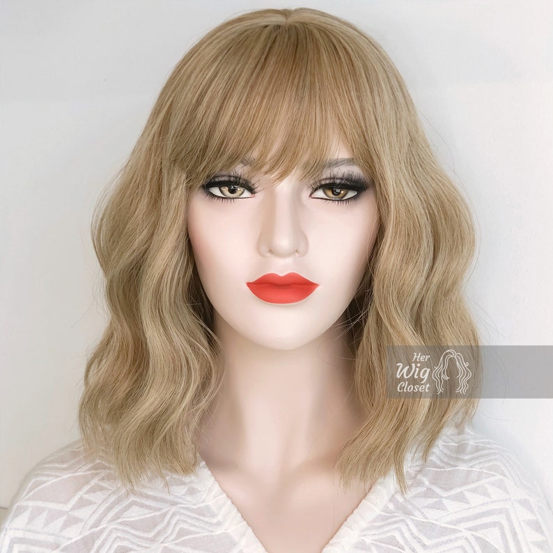 Ashy Blonde Wavy Wig With Bangs Gift for Her Alicia Etsy Canada