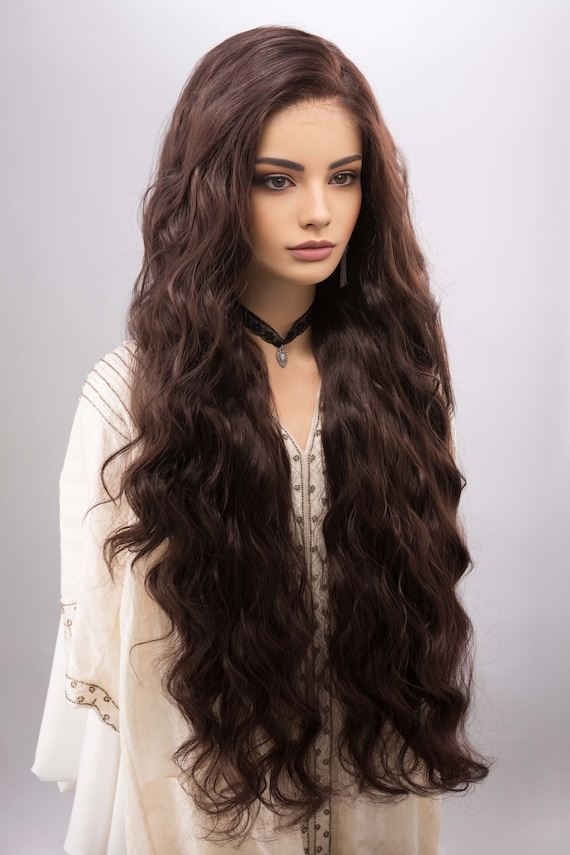 Dark Chocolate Brown Wig 13 X 6 Large Base Lace Front Wig 32 Inches Wavy Long Wig Cosplay Wig Party Halloween Hair Monica Etsy