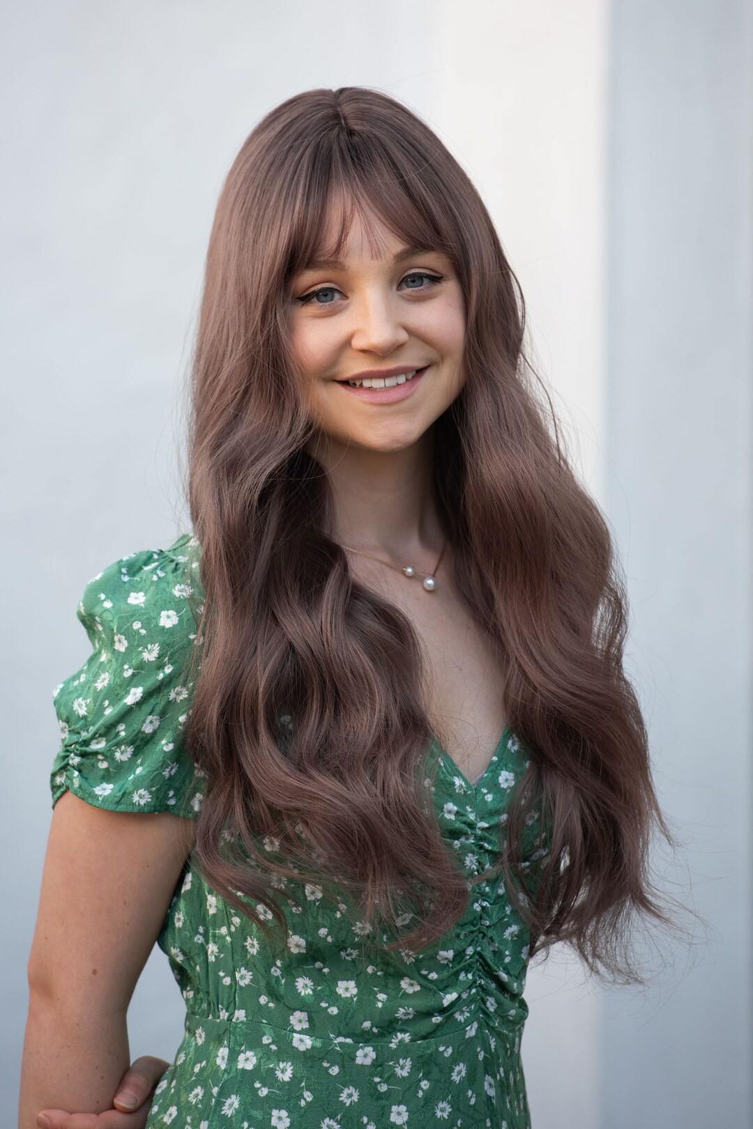 Brown Wig With Bangs Chestnut Brown Wig With Pink Undertone Long Wavy