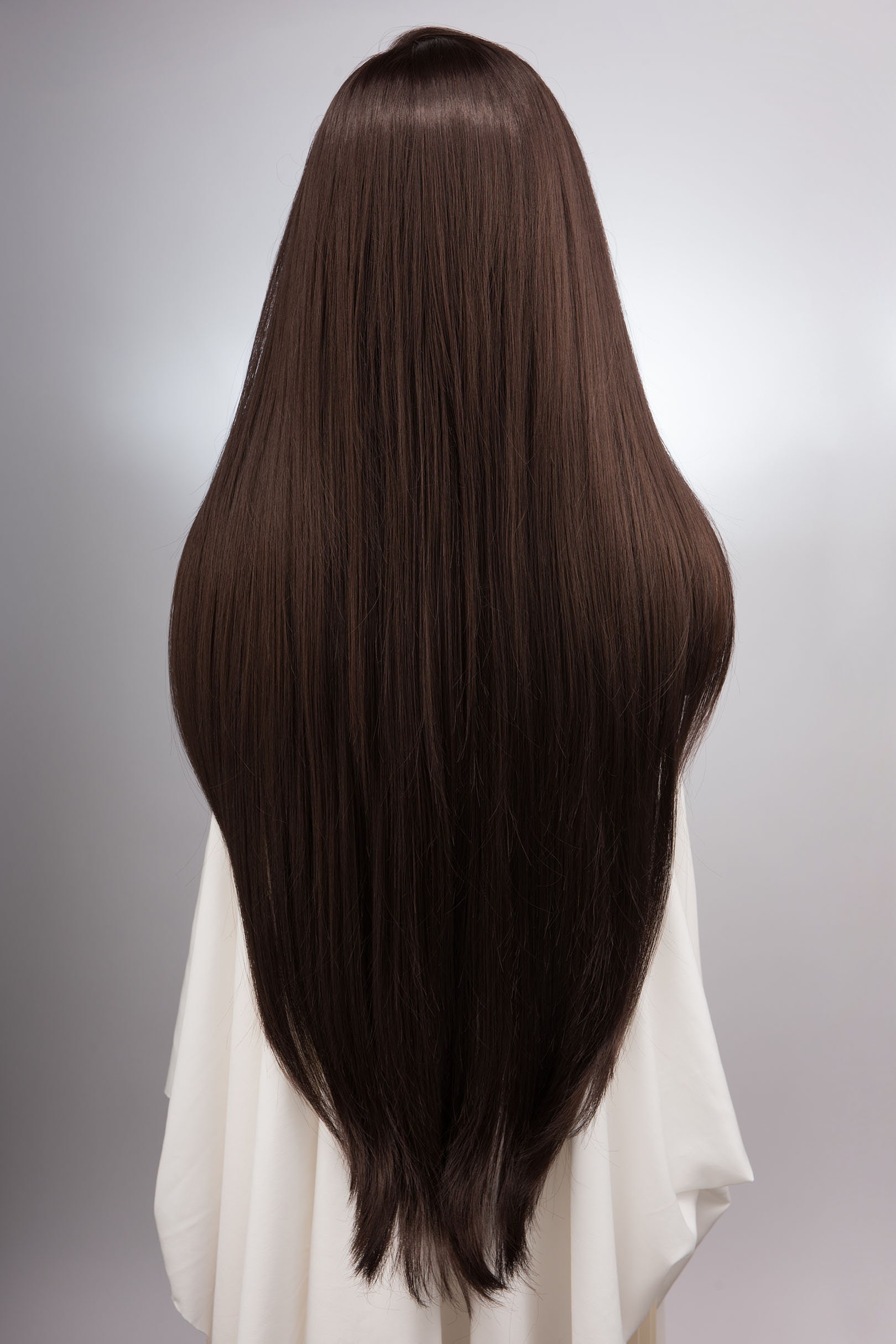 Peluca De Mujer Corto Bob Longbob Flequillo Liso Braun Marrón Medio