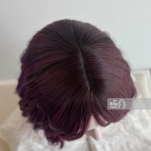 Purple Pink Ombre Wavy Bob Wig With Bangs Her Wig Closet Hair loss Alopecia Cosplay Violet image 7