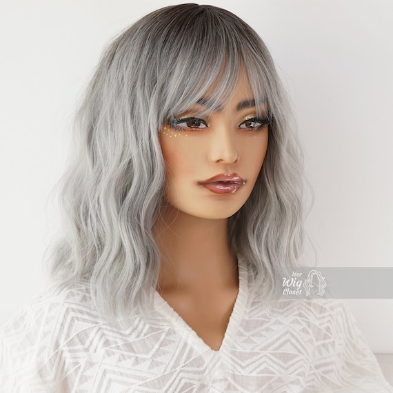 Dark Roots Silver Ombre Wavy Wig With Bangs Her Wig Closet - Etsy Dark Roots Silver Ombre Wavy Wig With Bangs Her Wig Closet - Etsy