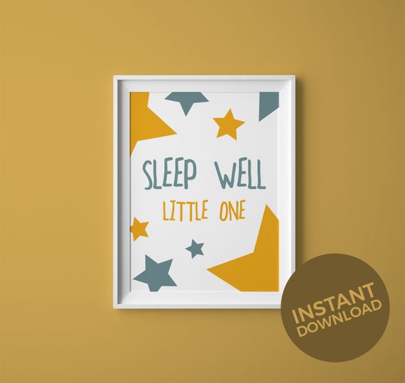 Sleep Well Little One Print Instant Download Nursery Decor Etsy