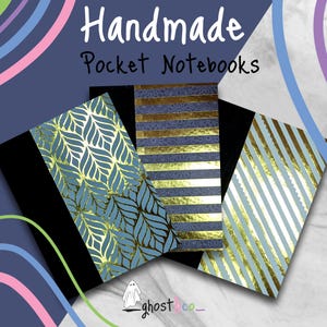 Sophisticated Gold Foil // Handmade Pocket Notebook/ Journal ~ Set of 3~