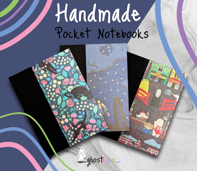 Studio Ghibli // Handmade Pocket Notebook/ Journal ~ Set of 3~ image 1