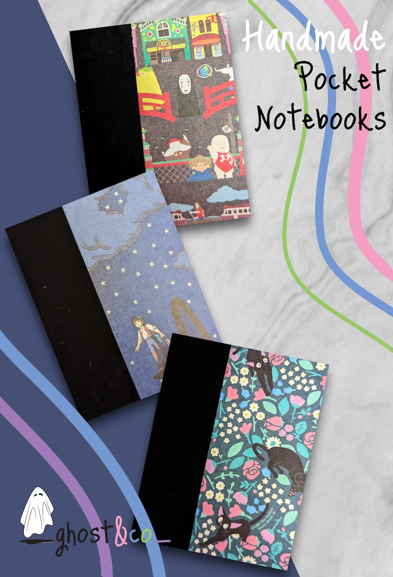 Studio Ghibli // Handmade Pocket Notebook/ Journal ~ Set of 3~ image 2