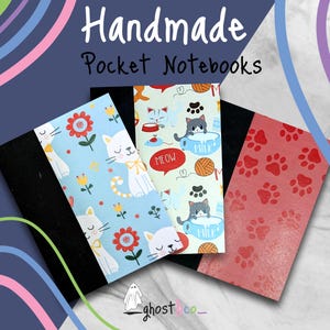 Kitten Lover // Handmade Pocket Notebook/ Journal ~ Set of 3~