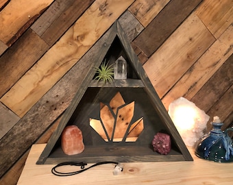 Crystal Cluster Shelf* Crystal shelf* Gemstone shelf* Essential Oils* Air plants*Succulents*Rustic Wooden Shelf