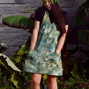 Trees Inspired Sewn and Dyed Pinafore Dress