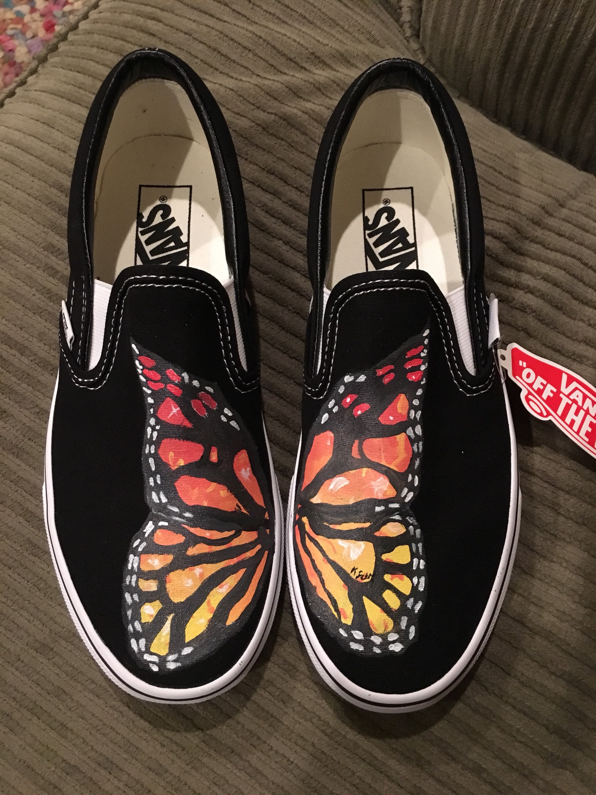 Custom Vans Slide Ons - Butterfly Rose Design (Hand Drawn) — RIVAL