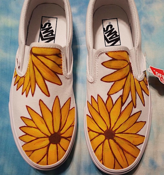 Custom Hand painted sunflower Vans | Etsy