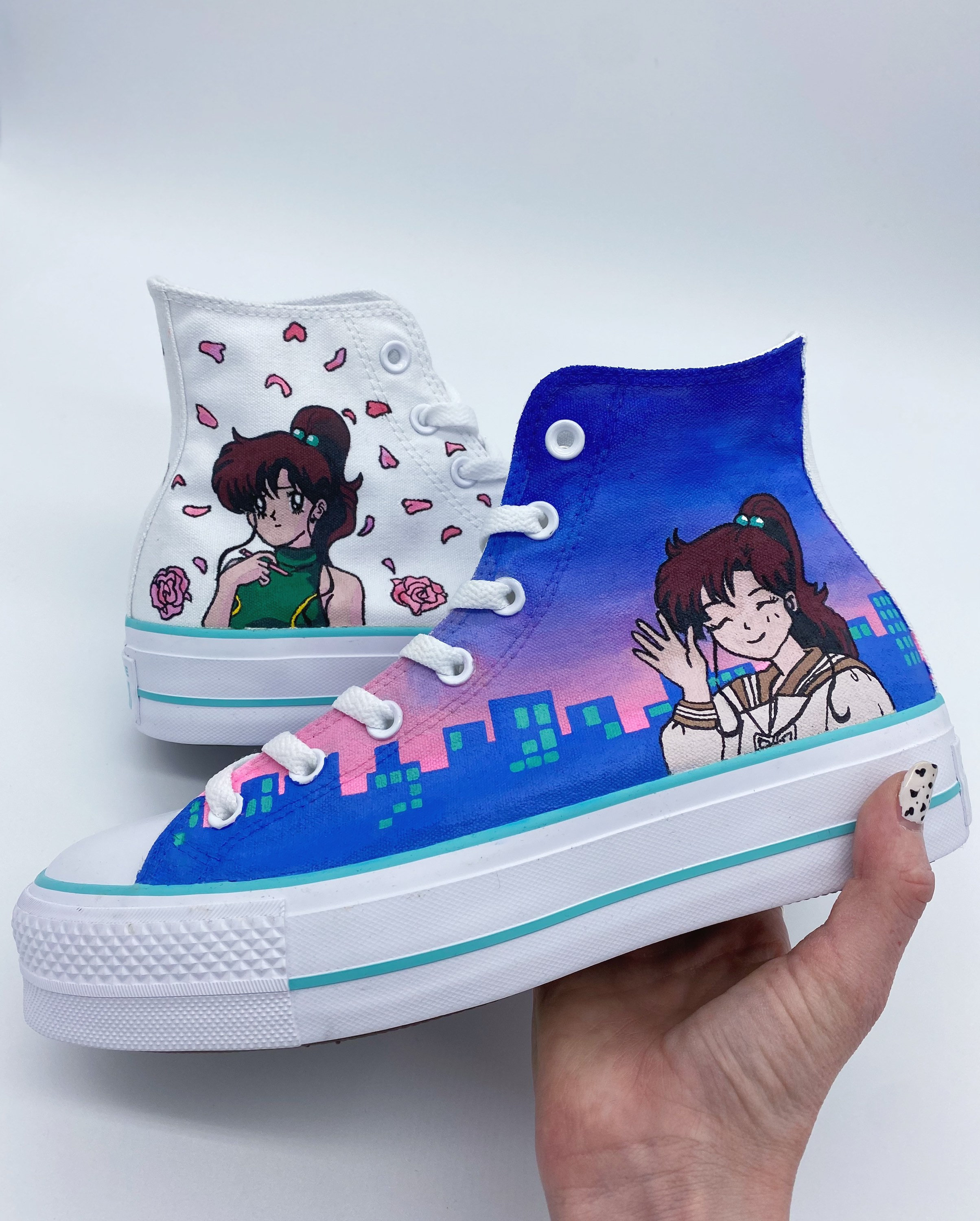  Moon Canvas Shoes Hand Painted Custom Anime Characters