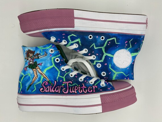 Hand Painted Sailor Moon jupitor saturn Converse All Stars chuck