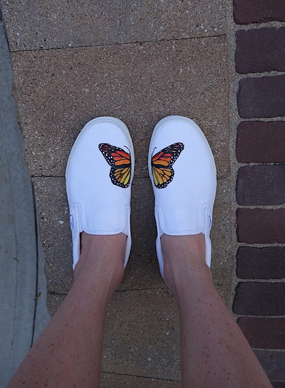 Hand Painted Monarch Butterfly Vans | Etsy