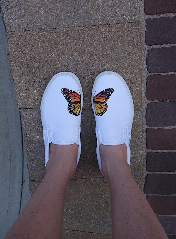 Hand Painted Monarch Butterfly Vans | Etsy