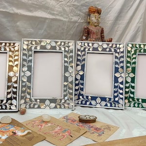 Elegant 8x10 Mother of Pearl Inlay Photo Frame - Handcrafted Mother of Pearl Photo Frame | Photo frame | wall hanging | handmade frame