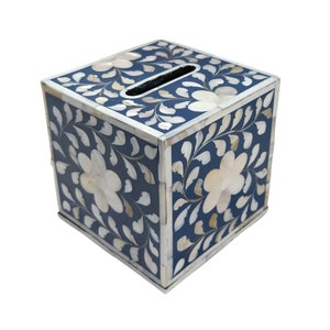 Elegante caixa de lenços de madrepérola azul - Black Friday especial e decoração festiva de Natal para casa
