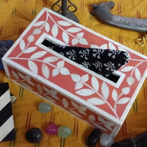 Chic and Elegant Bone Inlay Tissue Box An Artistic Addition to Your Home . bathroomdecor .gift for your lovedones .decoative bone inlay box