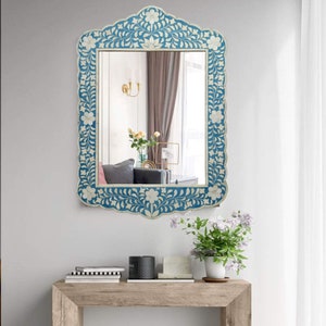 Camel bone inlay scalloped frame / handmade bone inlay frame / home decor / wall decor/ mirror frame / floral pattern / home interior/ frame