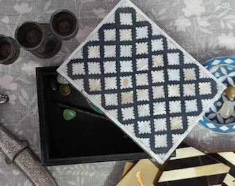 Handmade Mother of Pearl Inlay Jewelry Box: Vintage Decorative Box