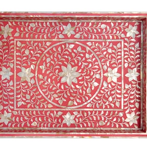 Handcrafted Mother of Pearl Inlay Serving Tray Luxurious and Elegant