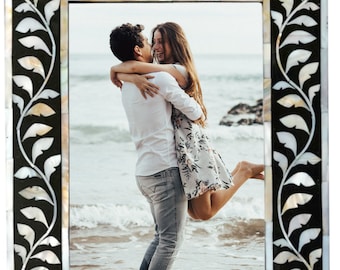 Handcrafted Mother of Pearl Inlay Photo Frame - Elegant 8x10 Picture Frame