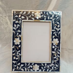 Handmade Premium Royal blue  Mother of Pearl Inlay Photo Frame for 6x4 ,7x5 & 8x10 Inch Photos – vintage gift for loved ones keeping memorie