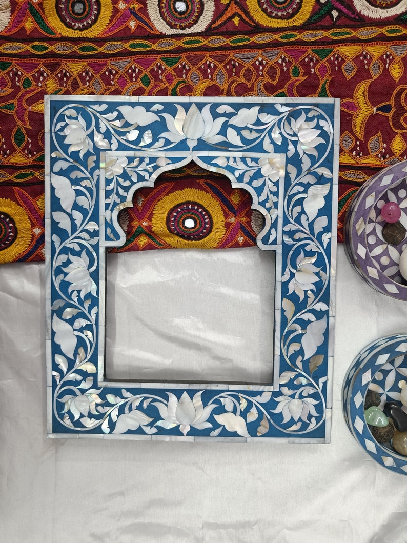 Handmade Mother of Pearl Inlay Frame - Lotus Design, Traditional Wall ...