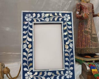 Mother of Pearl Inlay Photo Frame: Handcrafted 8x10 Picture Frame