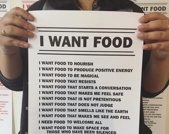 I WANT FOOD - Letterpress Print