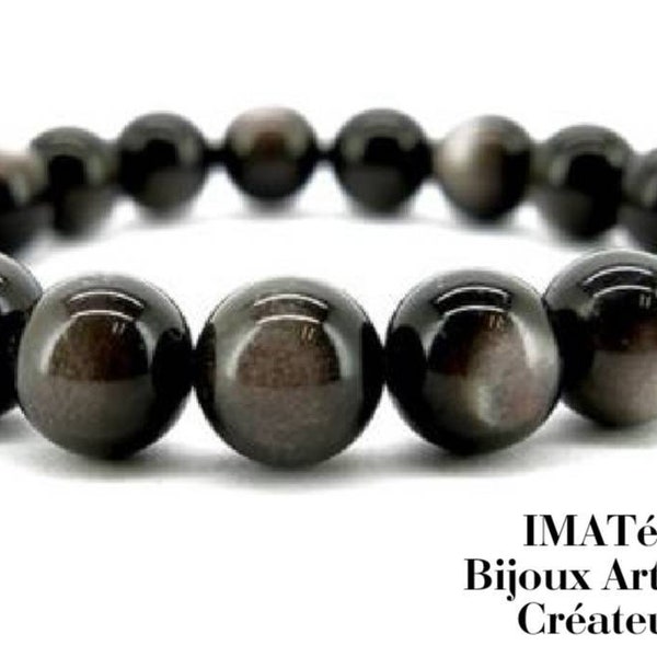 Bracelet de perles obsidienne, bracelet de protection