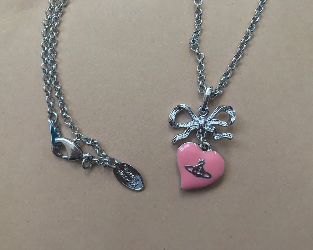 Vivienne Westwood Pink Heart Necklace | Etsy