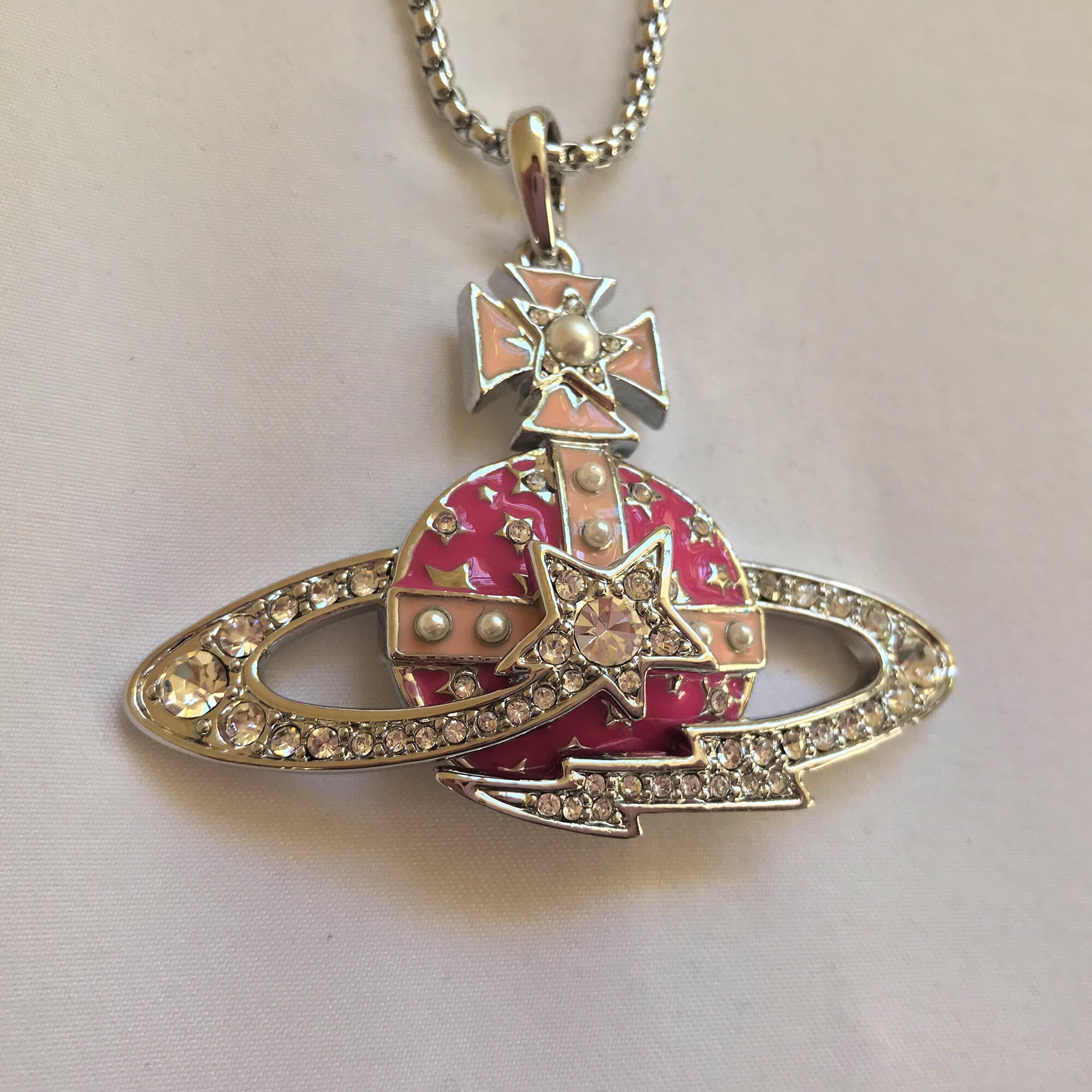 Vivienne Westwood Pink Crystal Necklace - Etsy