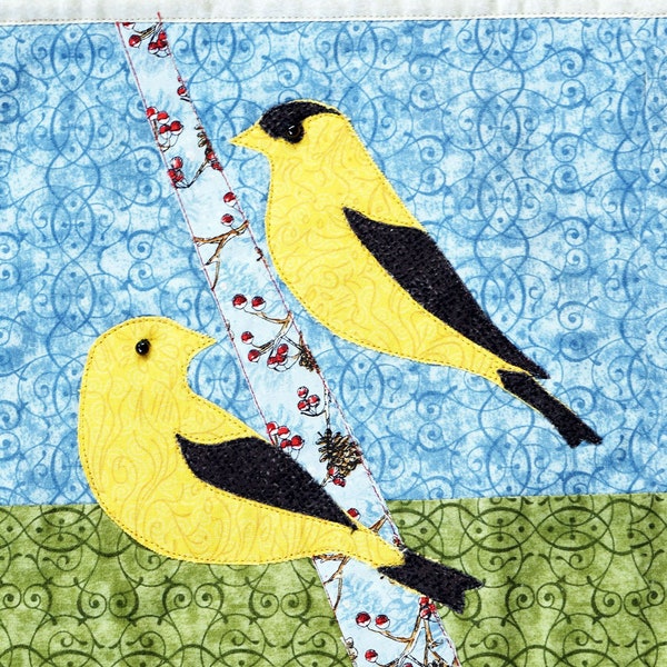 American Goldfinch - Bird Applique Quilt Pattern - Digital Download