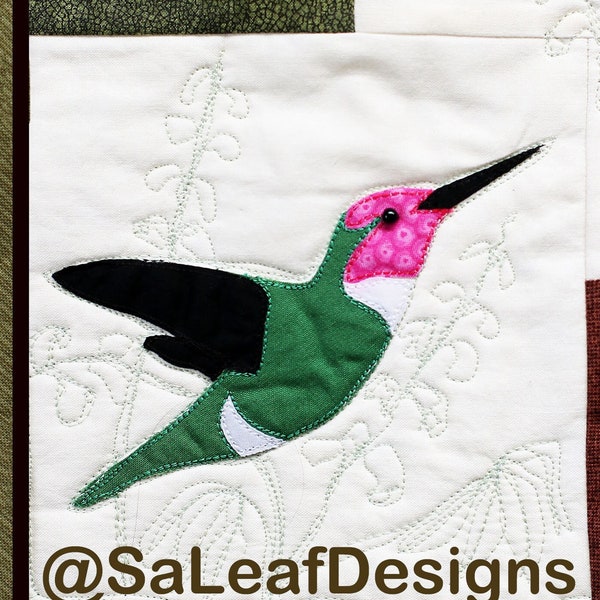 Anna's Hummingbird - Bird Applique Quilt Pattern - PDF Download