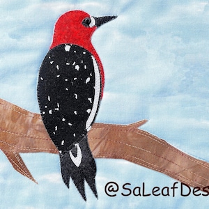Red-breasted Sapsucker Woodpecker Bird Quilt Applique Pattern PDF Download