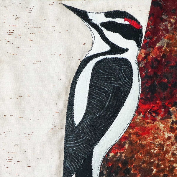 Hairy Woodpecker - Bird Applique Quilt Pattern - Digital Download