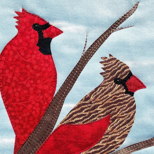 Northern Cardinal Bird Applique Quilt Pattern Digital Etsy
