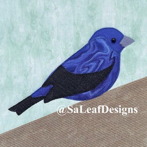 Indigo Bunting - Bird Quilt Applique Pattern - PDF Download