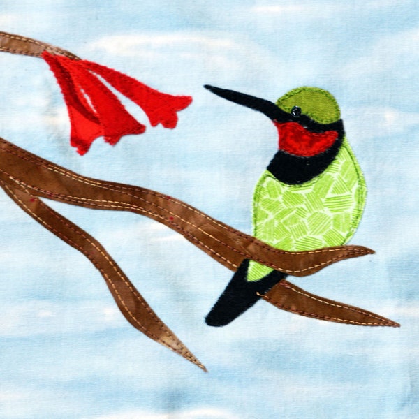 Ruby-throated Hummingbird - Bird Applique Quilt Pattern - Digital Download