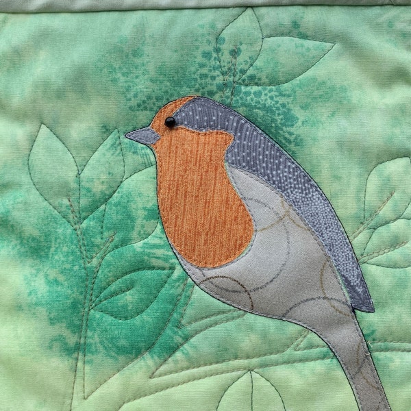 European Robin Bird Applique Quilt Pattern Digital Download