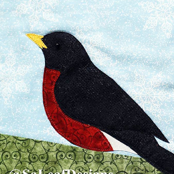 American Robin - Bird Applique Quilt Pattern - Digital Download
