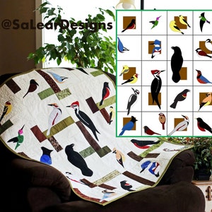 Northwest Songbirds - Original Bird Quilt Pattern with 19 birds - PDF Download
