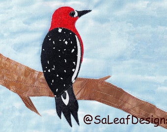 Red-breasted Sapsucker Woodpecker Bird Quilt Applique Pattern PDF Download