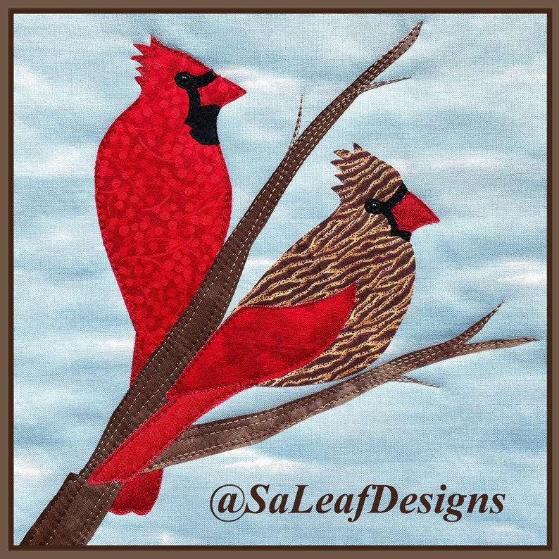 Northern Cardinal Bird Applique Quilt Pattern Digital Etsy