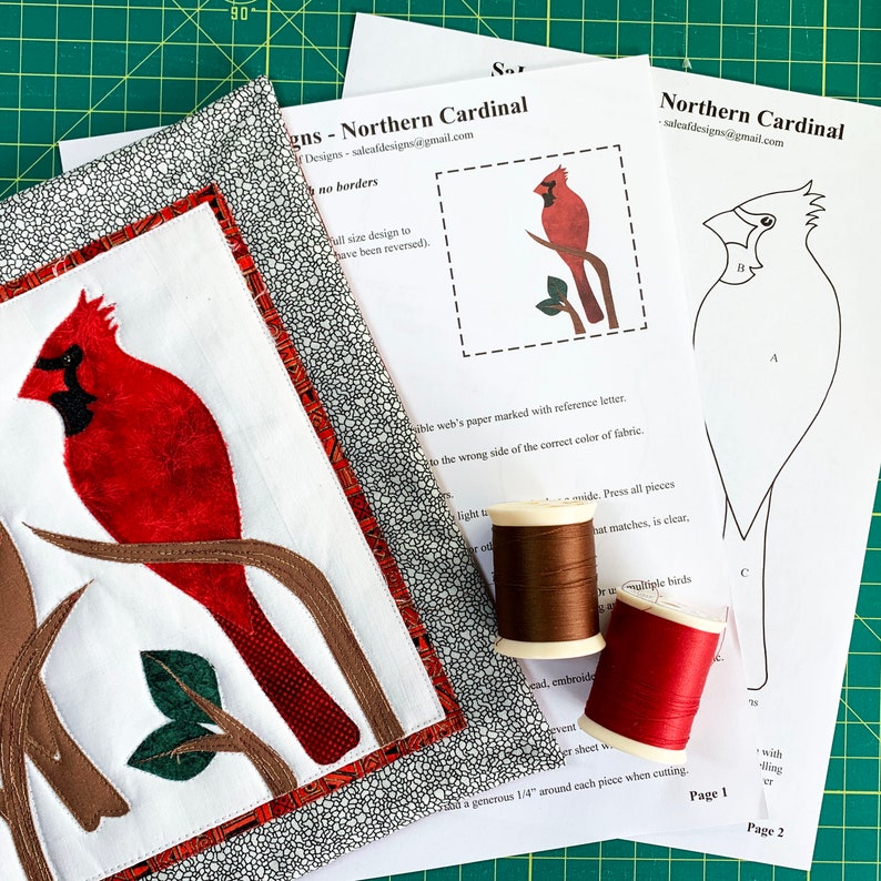 Northern Cardinal Bird Applique Quilt Pattern Digital Etsy